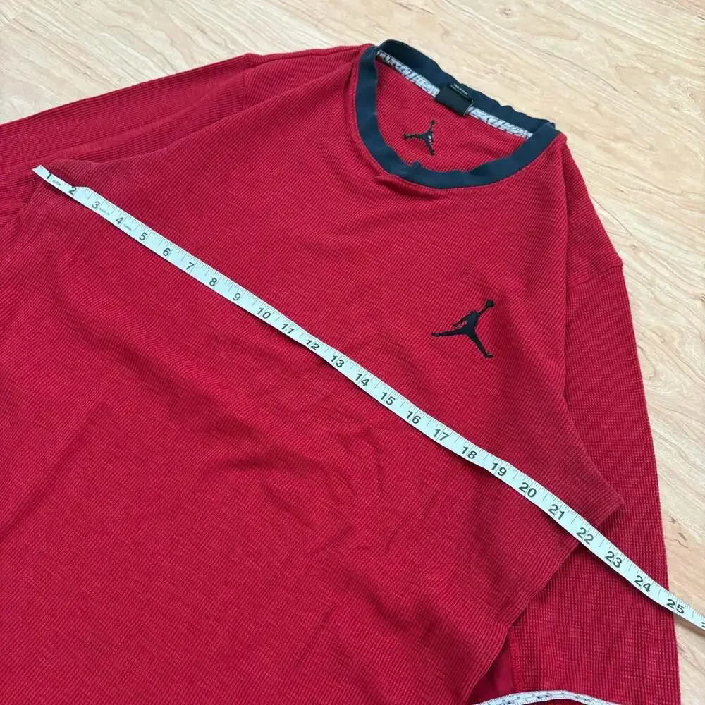 Jordan Jumpman Mens XL Red Black Long Sleeve Waffle Thermal Shirt
